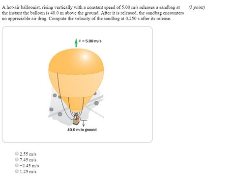 Solved A Hot Air Balloonist Rising Vertically With A Chegg