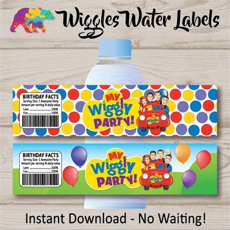 The Wiggles Water Bottle Labels, Wiggles Party Decoration, Wiggles ...