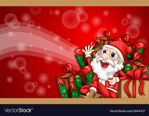 A Sparkling Christmas Card Template With Santa Vector Image