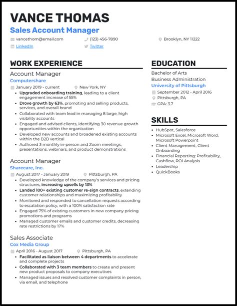 3 Sales Account Manager Resume Examples Free Templates