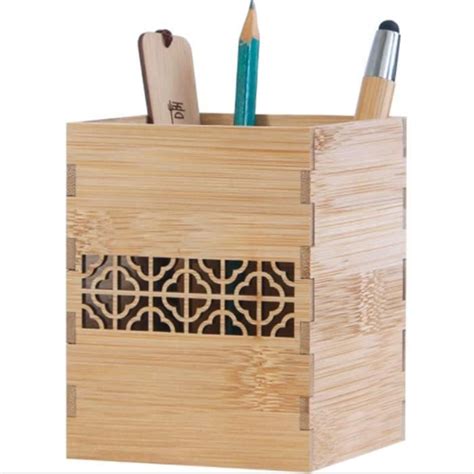 Porte Stylos En Bambou Pot Crayon Stylos Organisateur De Stockage