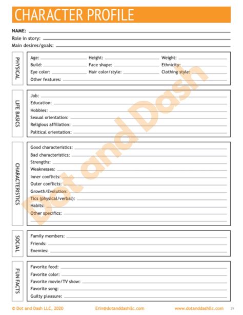 Character Profile Worksheet Digital Download Novel Writing - Etsy