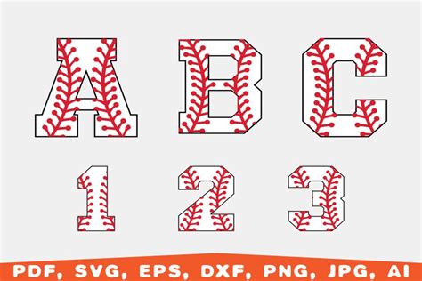 Baseball Letters And Number Svg Baseball Font Svg Sport Letters Svg