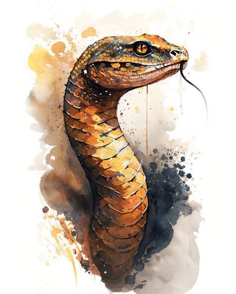 Brown Snake In Watercolor Style Generative Ai Stock Illustration