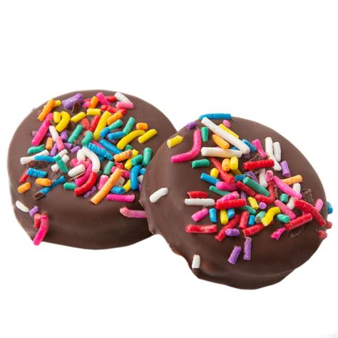 Rainbow Sprinkles Dark Chocolate Coated Sandwich Cookies • Gourmet ...