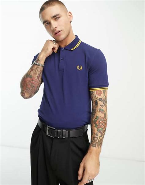 Fred Perry Twin Tipped Polo Shirt In Navy Asos