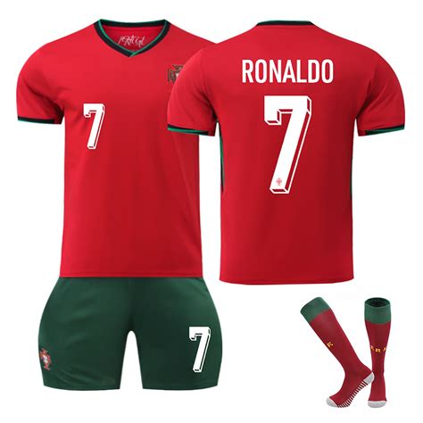 Youths 2024 Portugal Away 7 Ronaldo Jersey Soccer Kids Soccer Set Blue