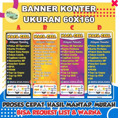 Jual Banner Konter Ukuran 60X160 Shopee Indonesia