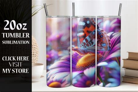 20 Oz Butterfly Flower Tumbler Wrap Graphic By LibbyWishes Creative