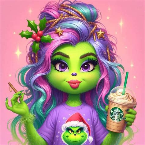 The Grinch Is Holding A Starbucks Drink In Her Hand