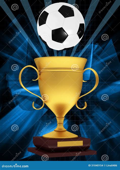 Gold Cup with a Soccer Ball Stock Illustration - Illustration of place