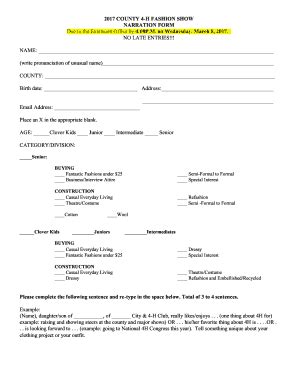 Fillable Online Sample 4 H County Clothing Event Report Form Iowa