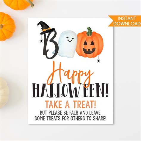 Halloween Trick or Treat Sign, Halloween Candy Sign, Printable Trick or Treat Sign, Printable ...