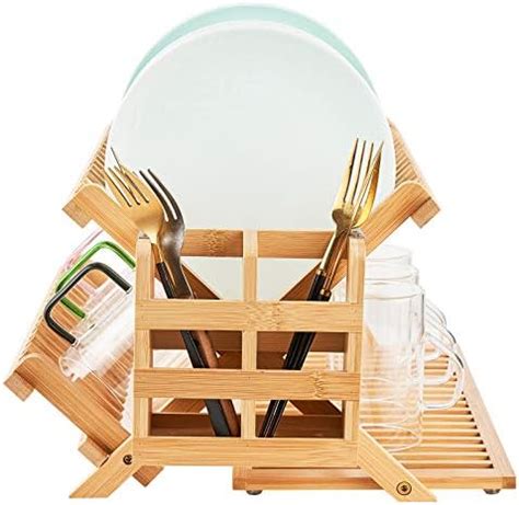 Amazon Greenual Bamboo Dish Drying Rack With Utensil Holder