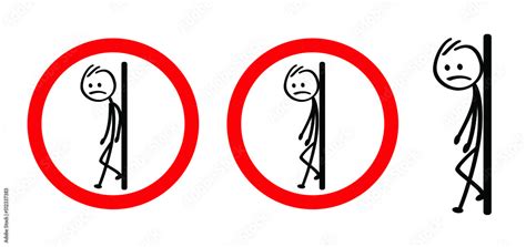 Cartoon Stickman Stick Figure Man Symbol Or Signboard Do Not Lean On