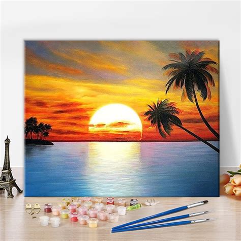 Tishiron Paint By Numbers For Adults X Inch Canvas Wall Art Coconut