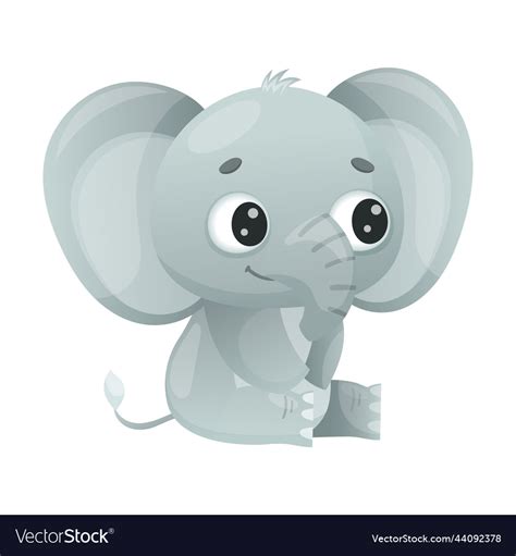 Funny Grey Elephant With Large Ear Flaps And Trunk