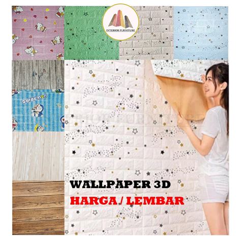 Jual Wallpaper Dinding Foam 3D Motif Batu Bata Motif Bintang Motif Urat