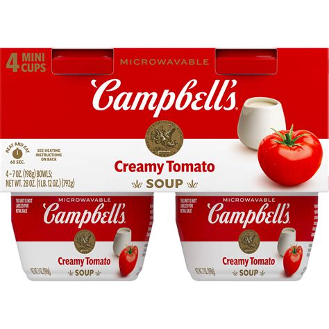 4 Pack Campbell S Creamy Tomato Soup 7 Oz Microwavable Bowl