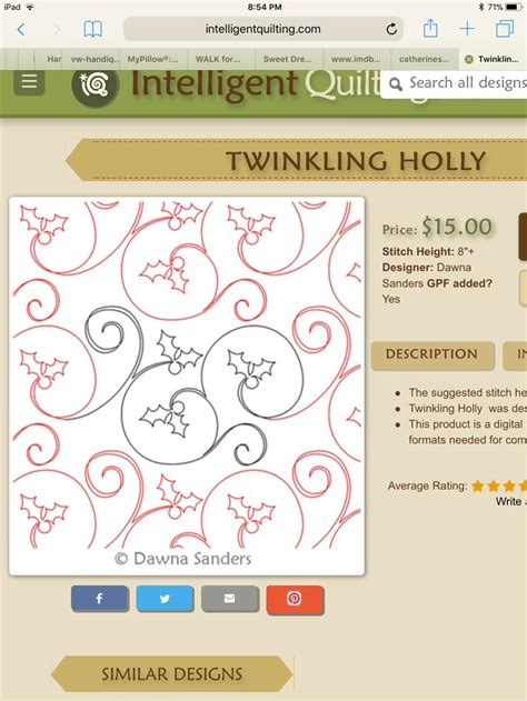 Twinkling Holly Pantograph Twinkle Twinkle Quilting Designs Catherines