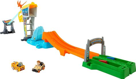 Hot Wheels RacerVerse Jurassic World Blues Raptor Rush Track Set Owen Vs Blue Mattel ToyWiz