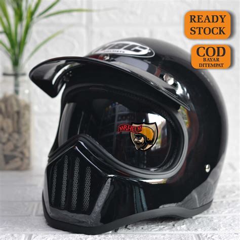 Jual Helm Cakil Hbc Retro Polos Inner Visor Premium Quality Mr Helm