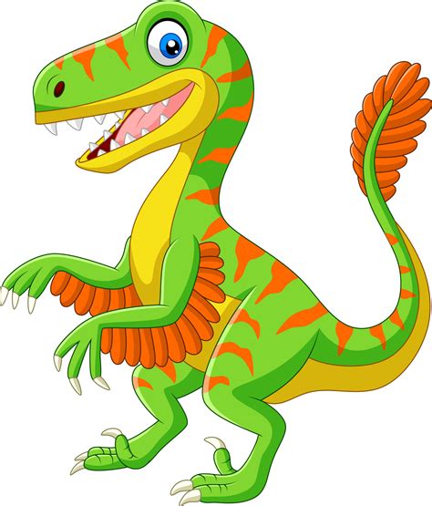 Cartoon Green Velociraptor On White Background Vector Art At