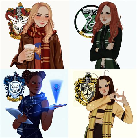 Avengers As Hogwarts Houses Carol Danvers As Gryffindor Natasha