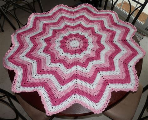 Karens Crocheted Garden Of Colors Point Round Ripple Baby Blanket