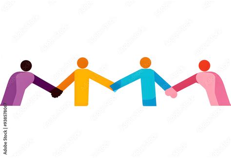 Illustration Of Different Groups Of People Holding Hands Unity