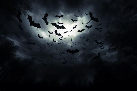 Premium AI Image | Full Moon Bats Silhouette Silhouettes of bats flyi ...