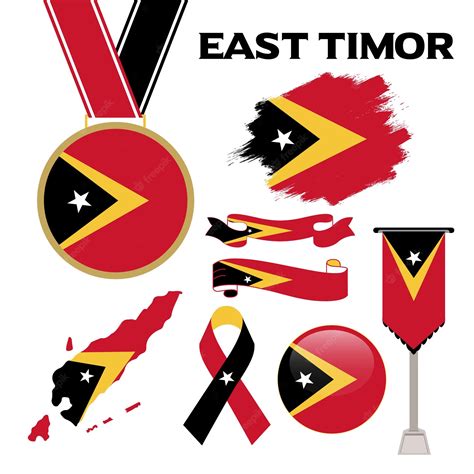 Premium Vector | Elements Collection With The Flag of East Timor Design ...