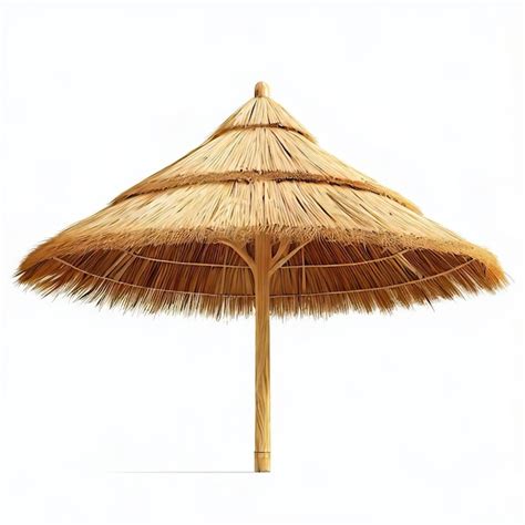 Premium Photo Reed Straw Beach Umbrella Isolated On White Background