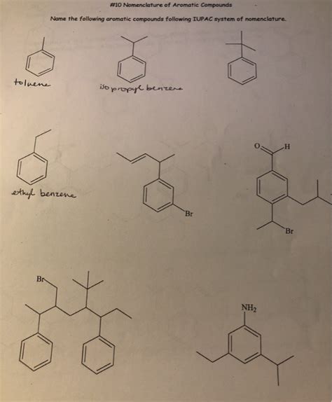 Solved 10 Nomenclature Of Aromatic Compounds Name The