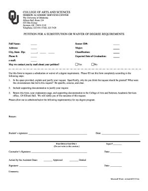 Fillable Online Cas Ou Petition For A Substitution Or Waiver Of Degree