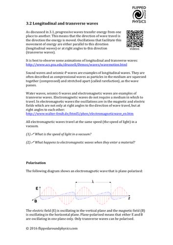 Longitudinal And Transverse Waves Teaching Resources