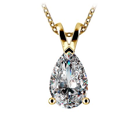 Stunning Carat Pear Shaped Diamond Necklace In Yellow Gold