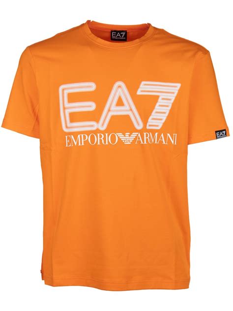 Ea7 Emporio Armani Logo Print T Shirt Orange Farfetch