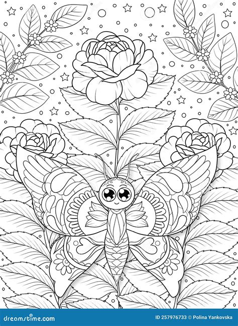 Butterflies Coloring Page For Adult Stock Illustration Illustration Of Betterfly Insect