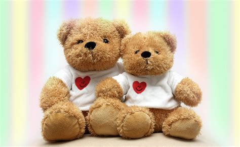 Wallpaper Teddy Bears Couple Toys Walls Striped 1920x1180