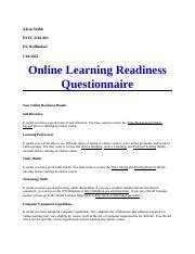 PSYC 2101 Online Learning Readiness Questionnaire Docx Alexis Webb