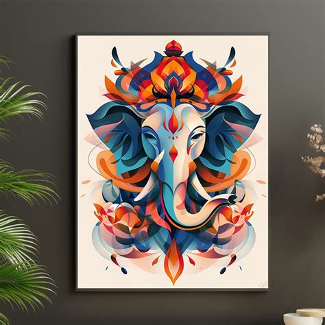 Lord Ganesha Wall Art , Hindu God Lord Ganesha Canvas Art, Ganesha ...