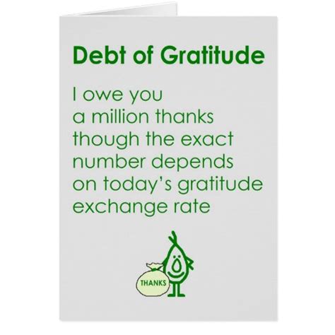 Debt of Gratitude Greeting Card | Zazzle