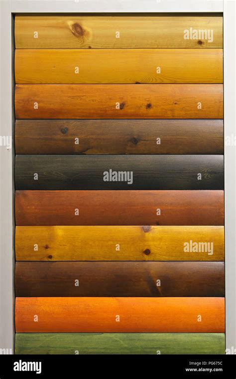 Wood stain varnish color samples Stock Photo - Alamy