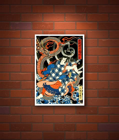 Japanese Samurai Warriors Art Prints Samurai And Dragon Etsy 日本