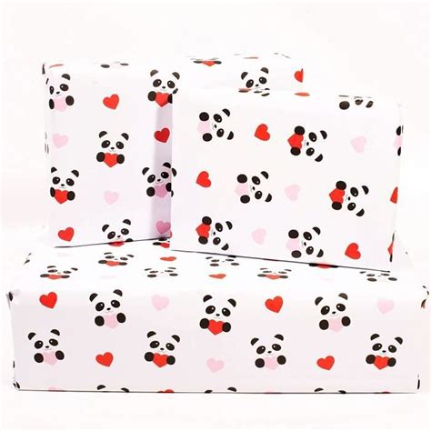 Central 23 6 Feuilles De Papier Demballage Panda Love Hearts