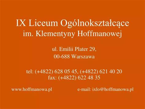 PPT IX Liceum Ogólnokształcące im Klementyny Hoffmanowej PowerPoint