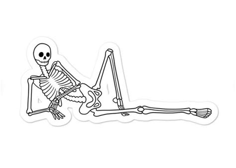 Sassy Sprawling Skeleton Sticker Decorative Art Dark Humor Etsy Skeleton Sticker Cute