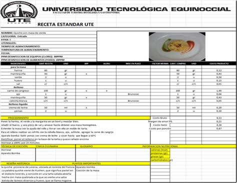 Cocina Creativa Receta EstÁndar 1