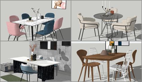 5095. Dining Table And Chair Sketchup Model Free Download - Sketchup ...